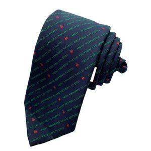 Vtg Allyn Mens Necktie "New Yorkers Make Better Lovers" Blue Green